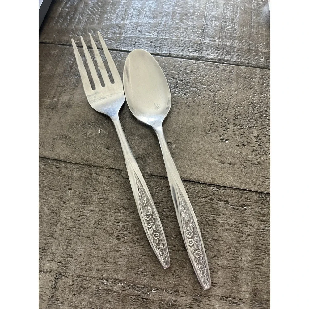 VTG‎ SUPERIOR STAINLESS Taiwan USA Flatware RADIANT ROSE Spoon & Fork Silverware